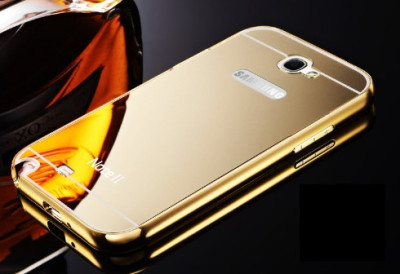 Други Бъмпъри за телефони Луксозен алуминиев бъмпър с огледален гръб за Samsung Galaxy Note 2/ II N7100 златист
